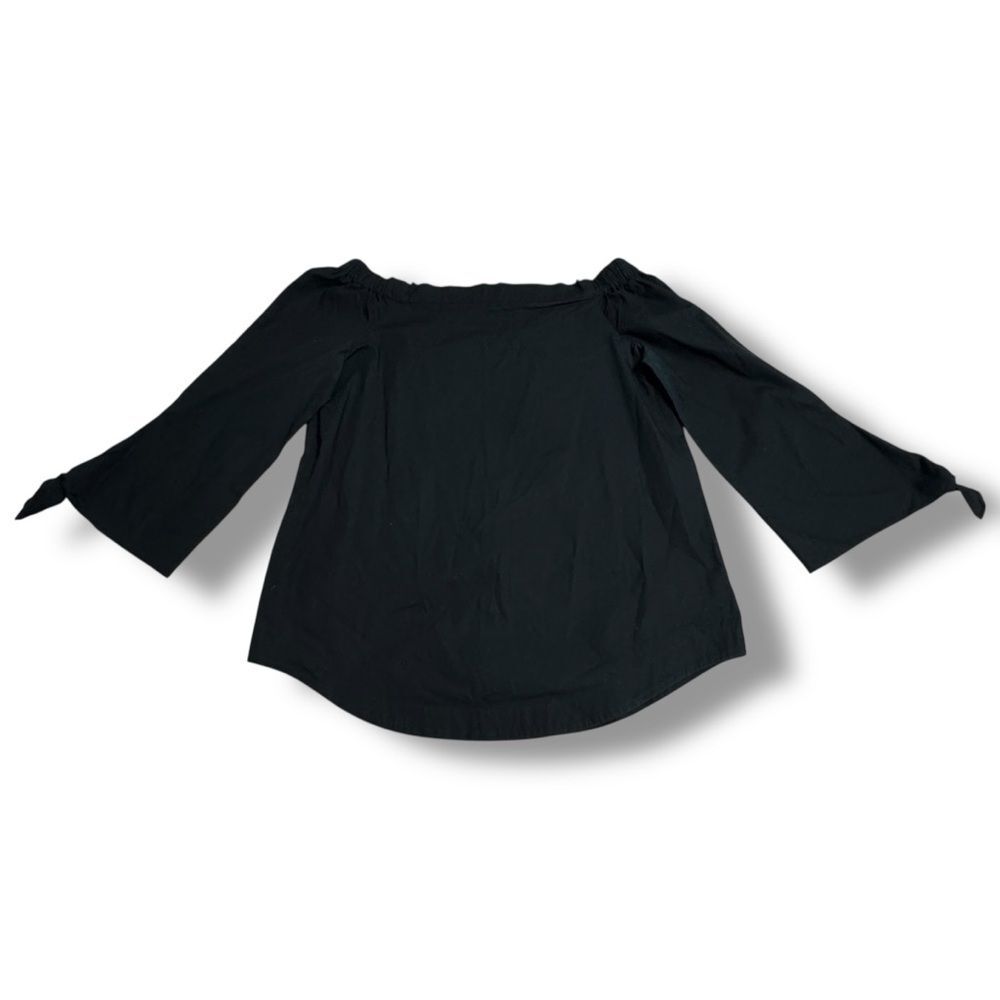 Free People Navy Off Shoulder Tie Sleeve Structured Top Casual Blouse Women’s M